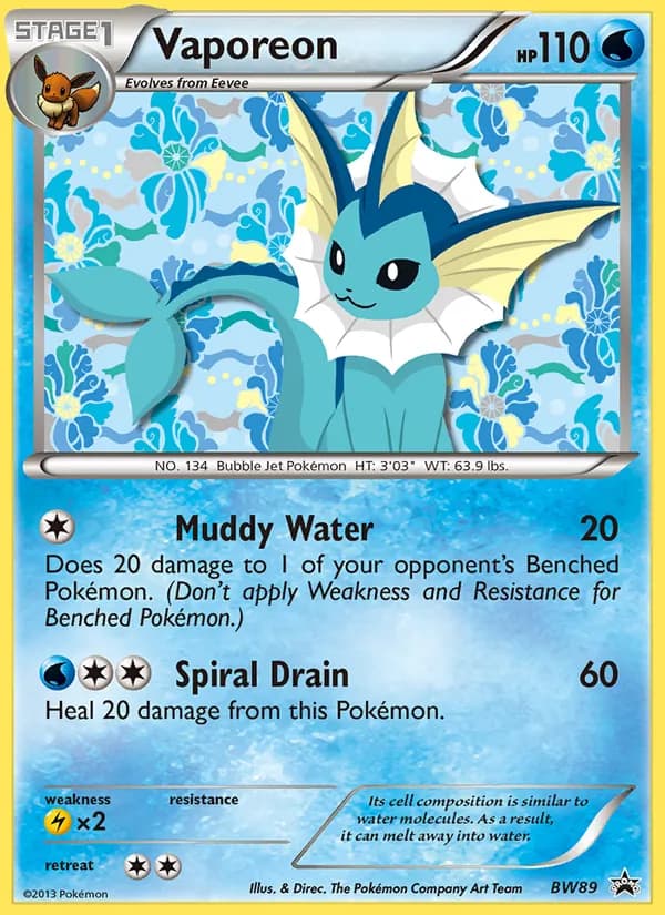 Vaporeon – BW Black Star Promos BW89