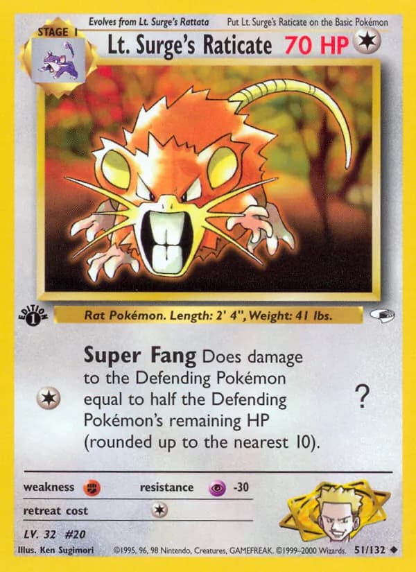Lt. Surge's Raticate – Gym Heroes 51