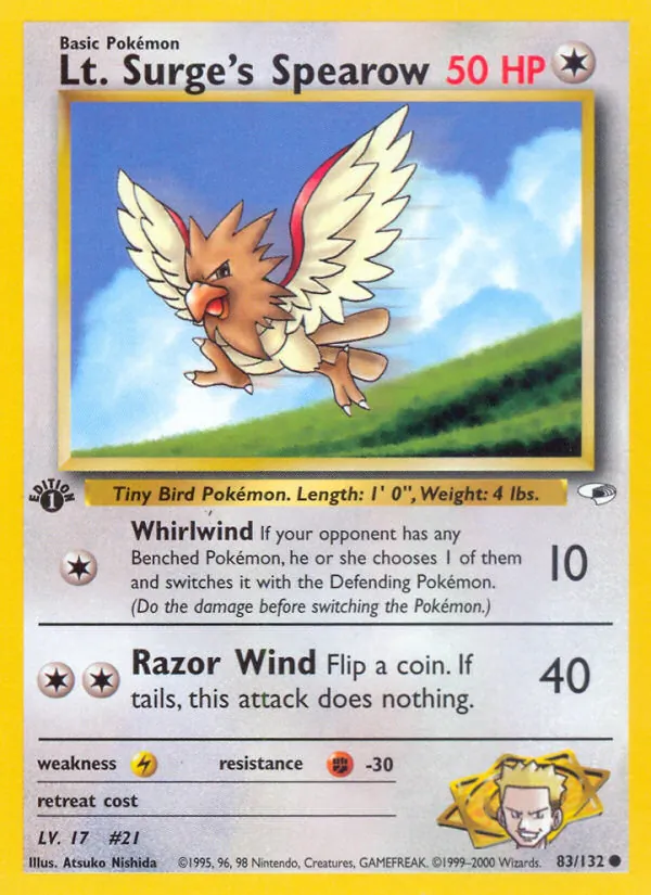 Lt. Surge's Spearow – Gym Heroes 83