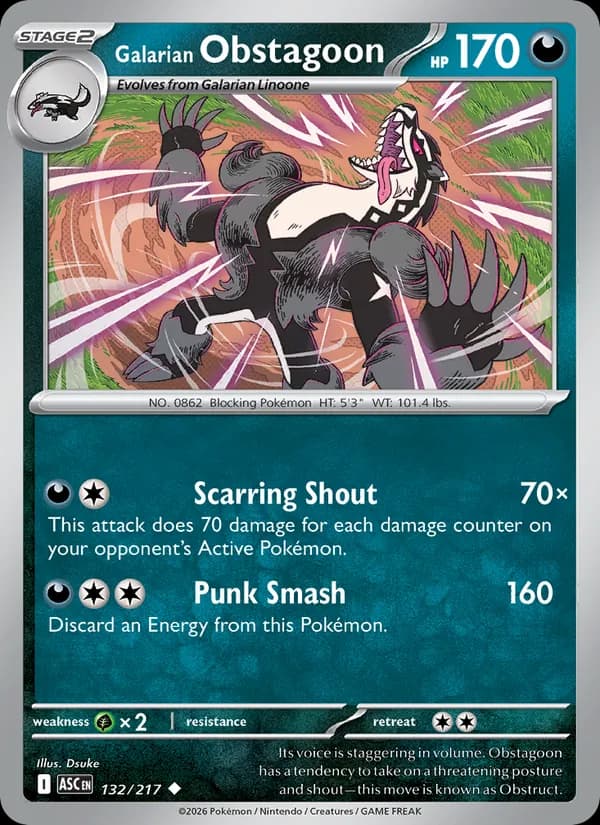 Galarian Obstagoon – Ascended Heroes 132
