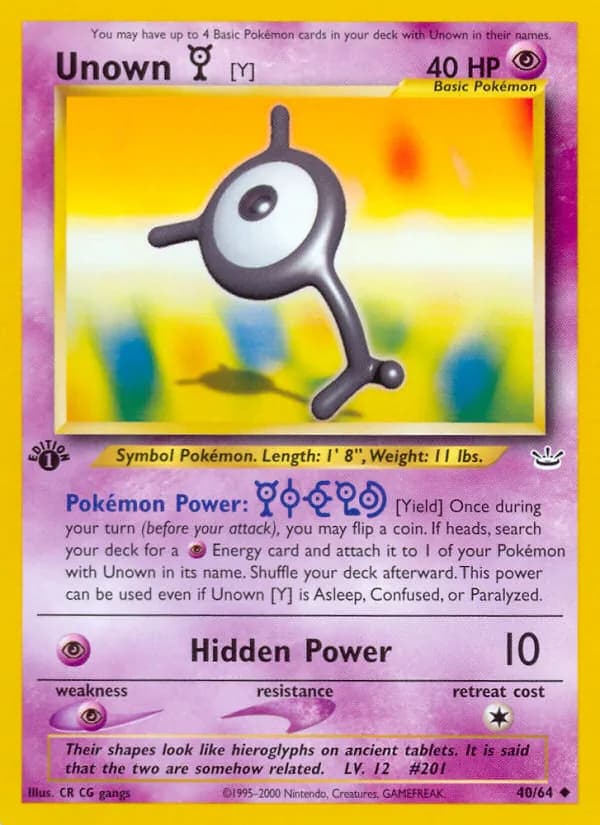 Unown [Y] – Neo Revelation 40