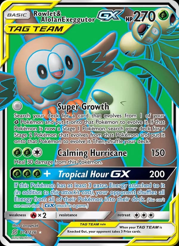 Rowlet & Alolan Exeggutor GX – Unified Minds 214