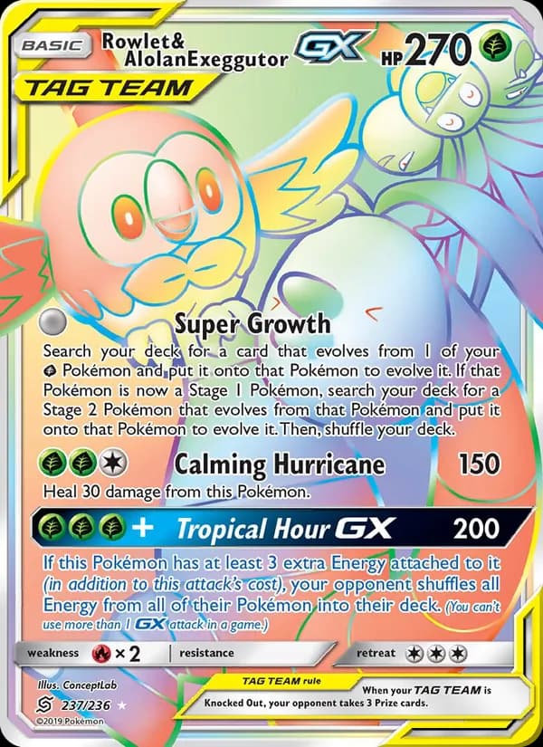 Rowlet & Alolan Exeggutor GX – Unified Minds 237