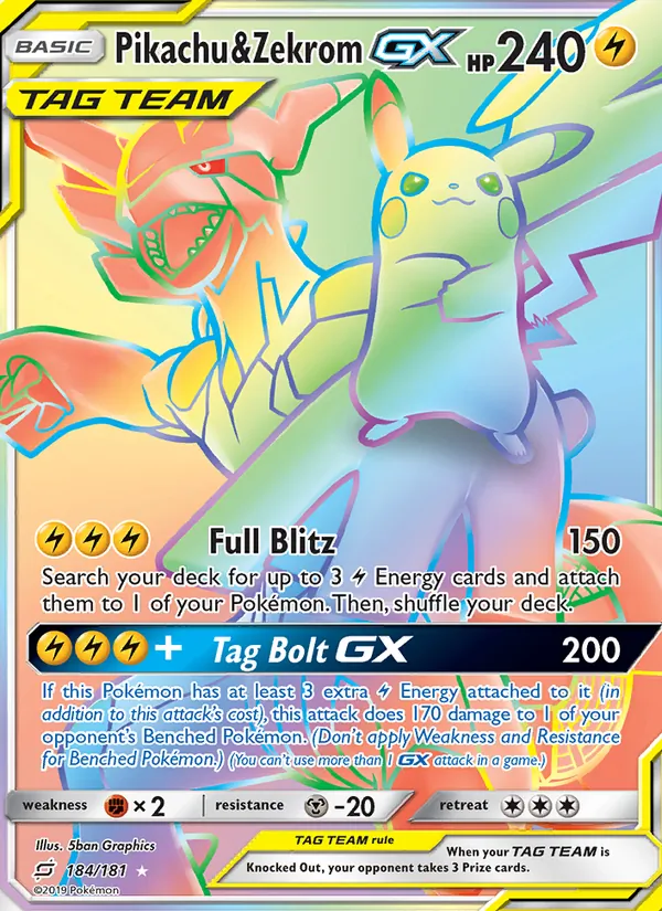 Pikachu & Zekrom GX – Team Up 184