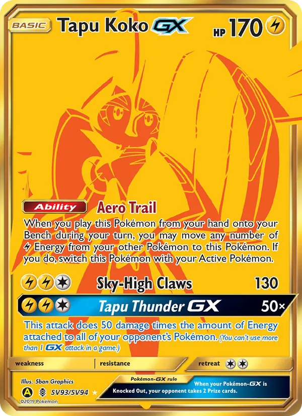 Tapu Koko-GX – Hidden Fates Shiny Vault SV93