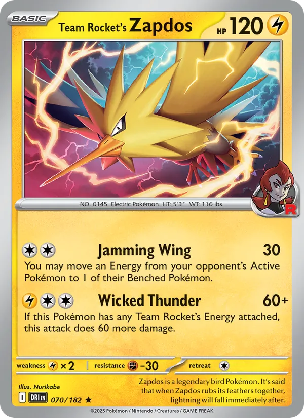 Team Rocket's Zapdos – Destined Rivals 070