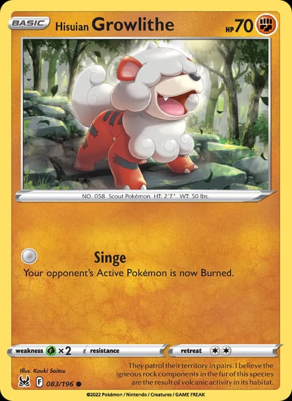 Hisuian Growlithe – Lost Origin 083