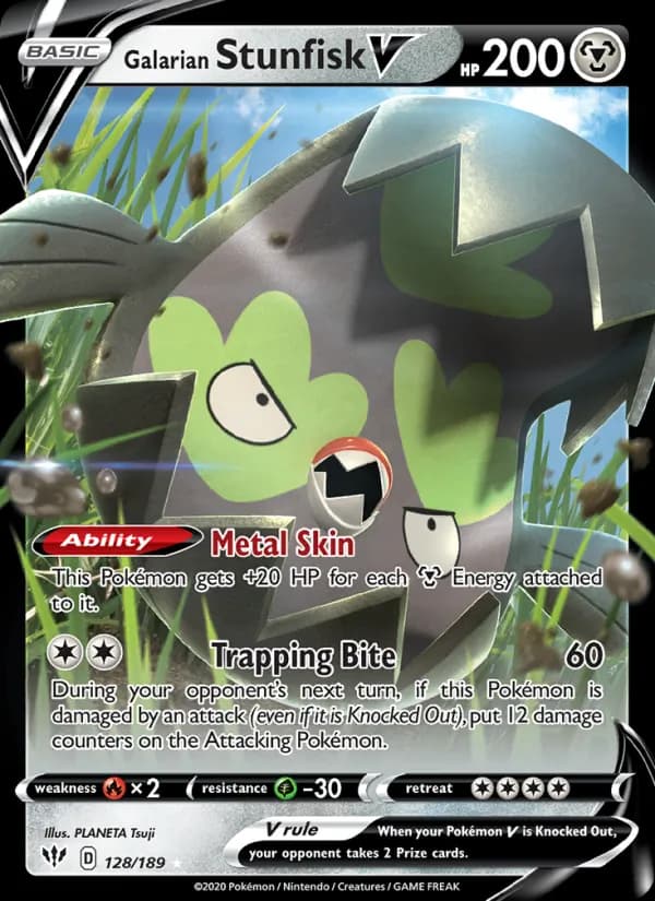 Galarian Stunfisk V – Darkness Ablaze 128