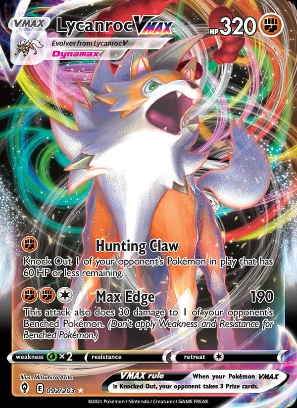 Lycanroc VMAX – Evolving Skies 92