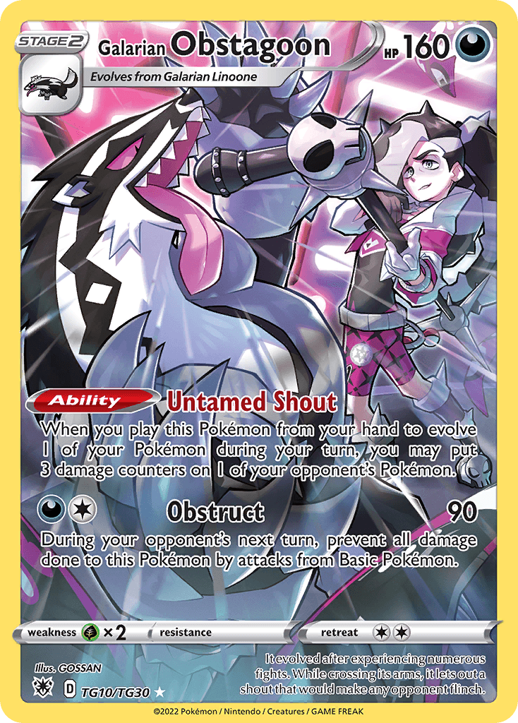 Galarian Obstagoon – Astral Radiance Trainer Gallery TG10