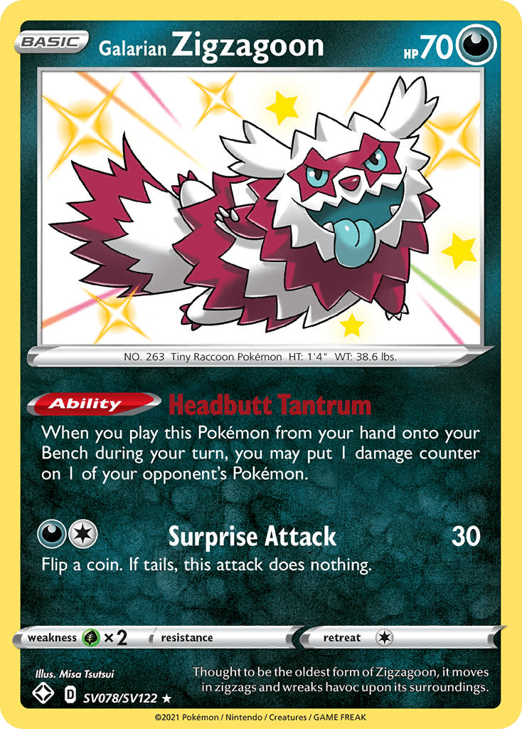 Galarian Zigzagoon – Shining Fates Shiny Vault SV078