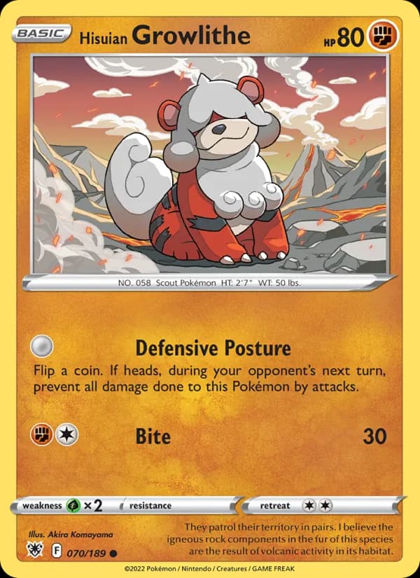 Hisuian Growlithe – Astral Radiance 070