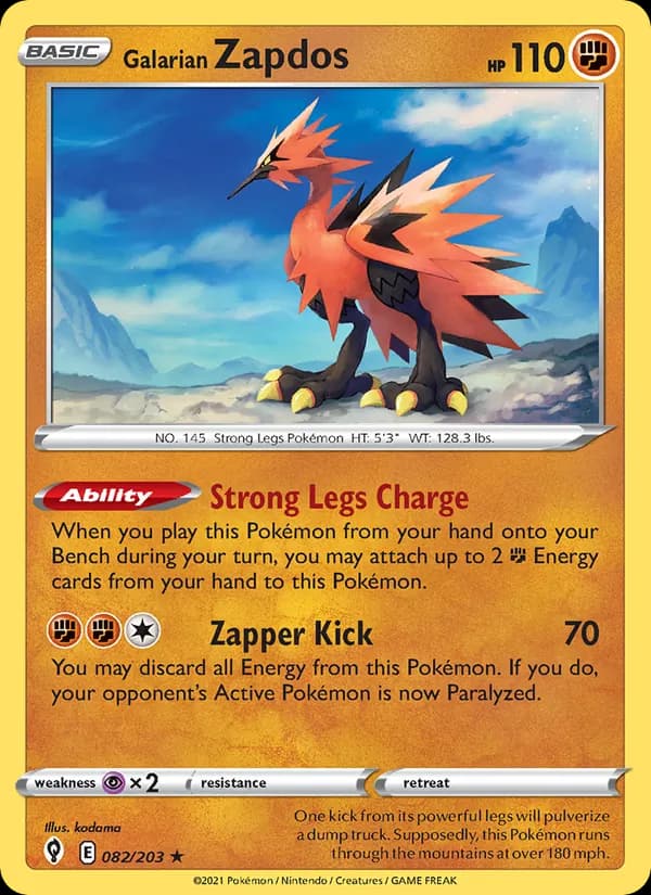 Galarian Zapdos – Evolving Skies 82
