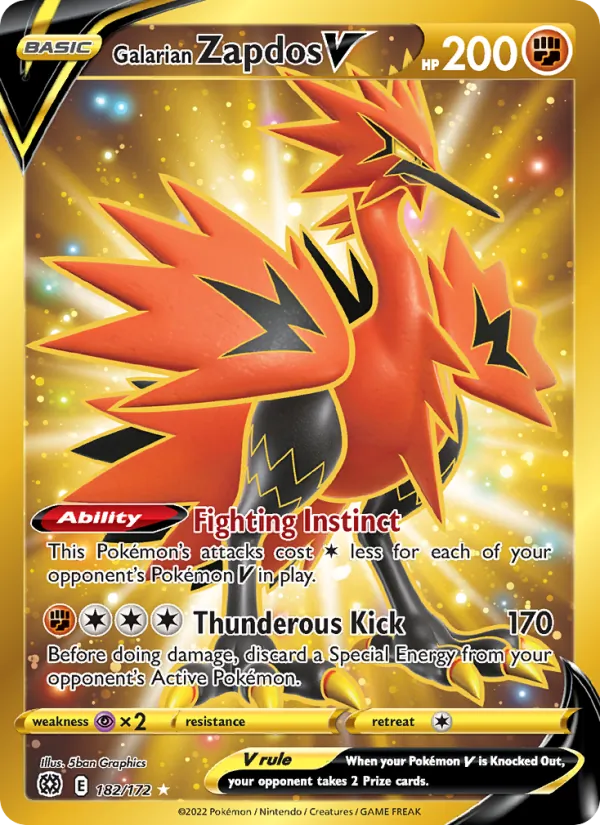 Galarian Zapdos V – Brilliant Stars 182